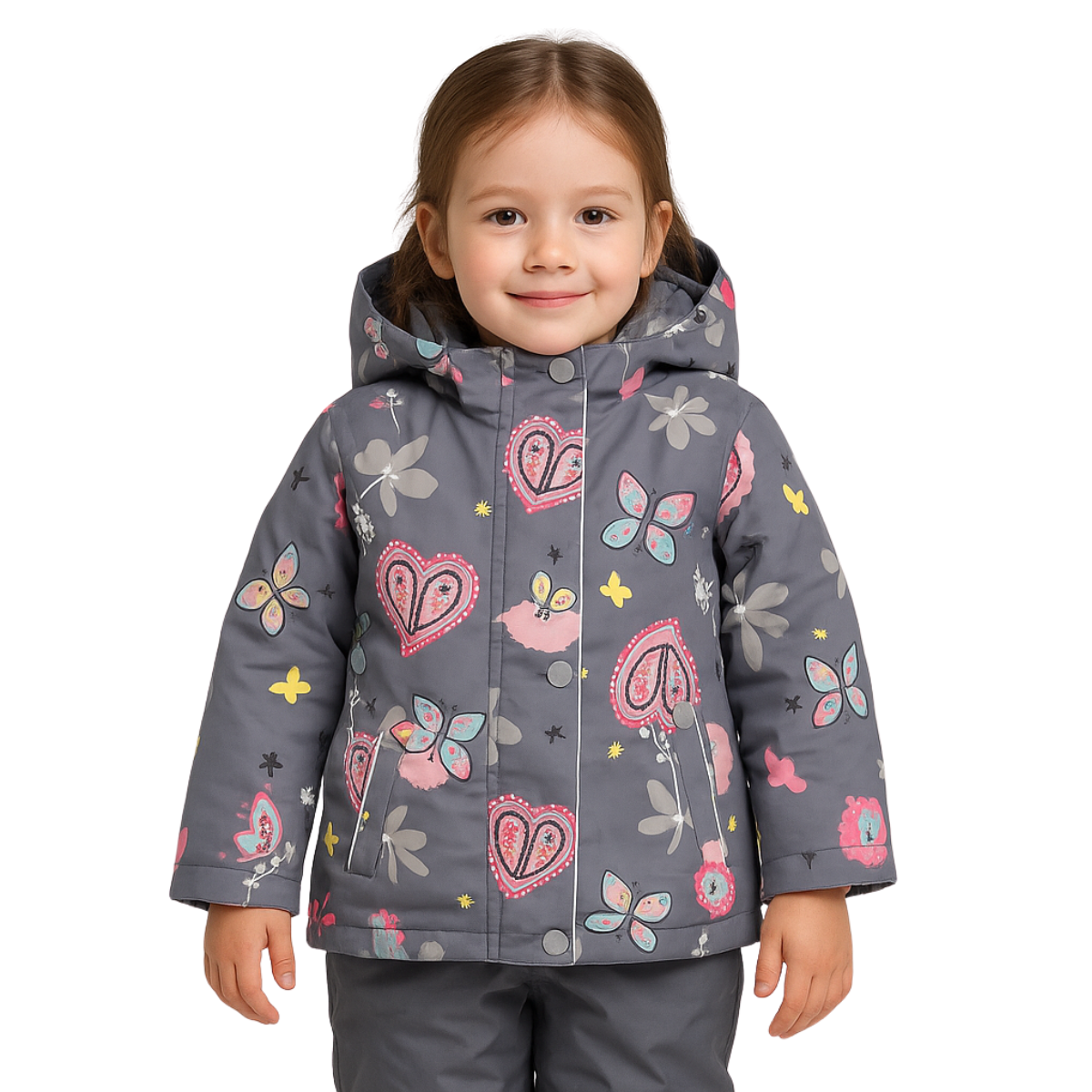 2216 Girls’ Mid-Season Membrane Suit – Hooded Jacket & Bib Overalls | Waterproof & Windproof | Cotton Lining | Sizes 104–128 (4–8 Years)