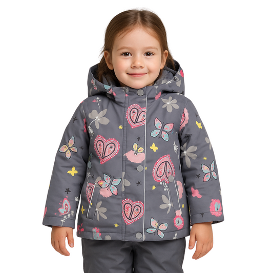 2216 Girls’ Mid-Season Membrane Suit – Hooded Jacket & Bib Overalls | Waterproof & Windproof | Cotton Lining | Sizes 104–128 (4–8 Years)