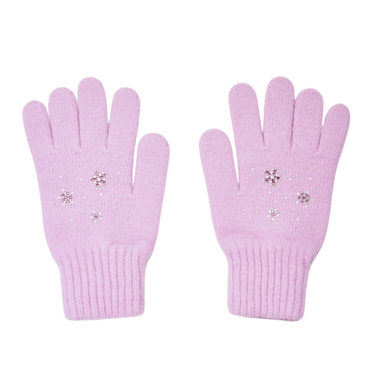 11462 Girls’ Winter Knit Gloves | Ages 4–6 | Rhinestone Star Design |  Wool