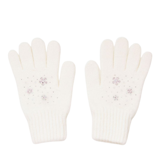 11462 Girls’ Winter Knit Gloves | Ages 4–6 | Rhinestone Star Design |  Wool