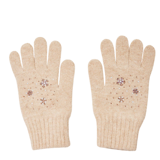 11462 Girls’ Winter Knit Gloves | Ages 4–6 | Rhinestone Star Design |  Wool