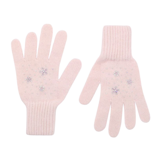 11462 Girls’ Winter Knit Gloves | Ages 4–6 | Rhinestone Star Design |  Wool