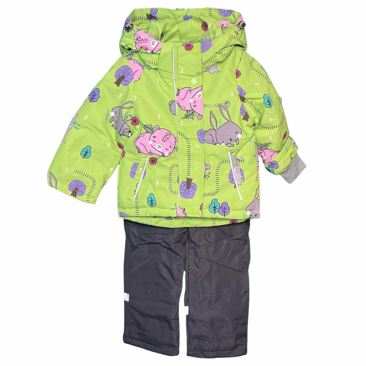 2245  Girls ’ Mid-Season Membrane Suit – Jacket with Hood and Bib Overalls | Waterproof & Windproof | Cotton Lining | Sizes 92–116 (2–6 Years)