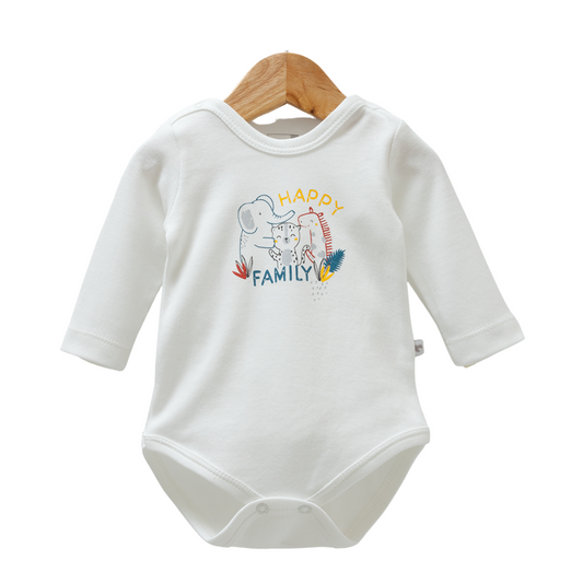 8521  Caramell Baby Boy Long Sleeve Bodysuit – "Happy Family" Safari Print | 100% Cotton | Sizes 0–9M | Made in Turkey