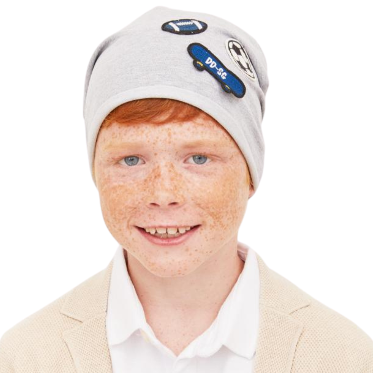 90932 Kids' Cotton Beanie Hat – Dice & Patches Print | Size 54–56 | Ages 7–12 Y | Slouchy Spring/Fall Cap for Boys
