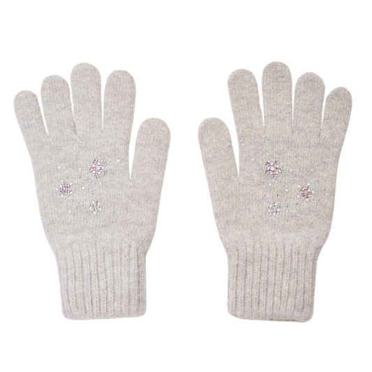 11462 Girls’ Winter Knit Gloves | Ages 4–6 | Rhinestone Star Design |  Wool