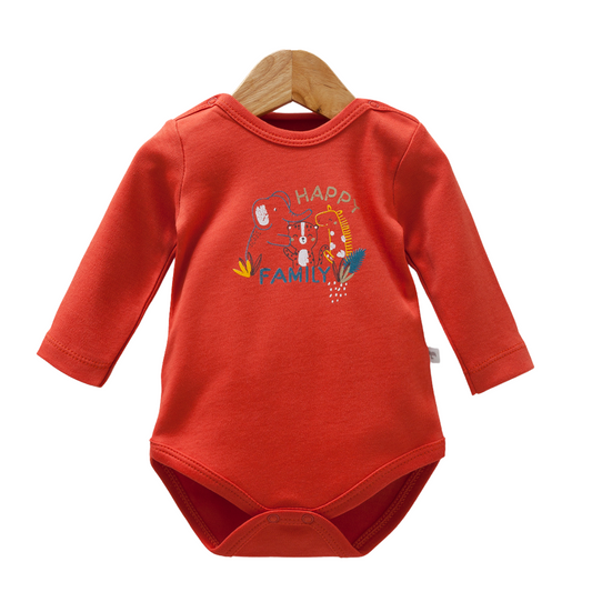 8521  Caramell Baby Boy Long Sleeve Bodysuit – "Happy Family" Safari Print | 100% Cotton | Sizes 0–9M | Made in Turkey