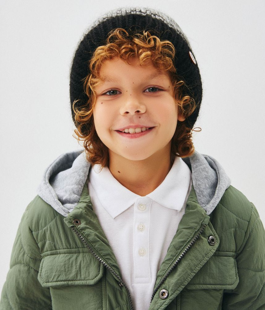 10032 Boys’ Knitted Winter Beanie with Nordic Pattern & Pom-Pom – Wool Blend | Sizes 54–56 | Ages 6–12 Years