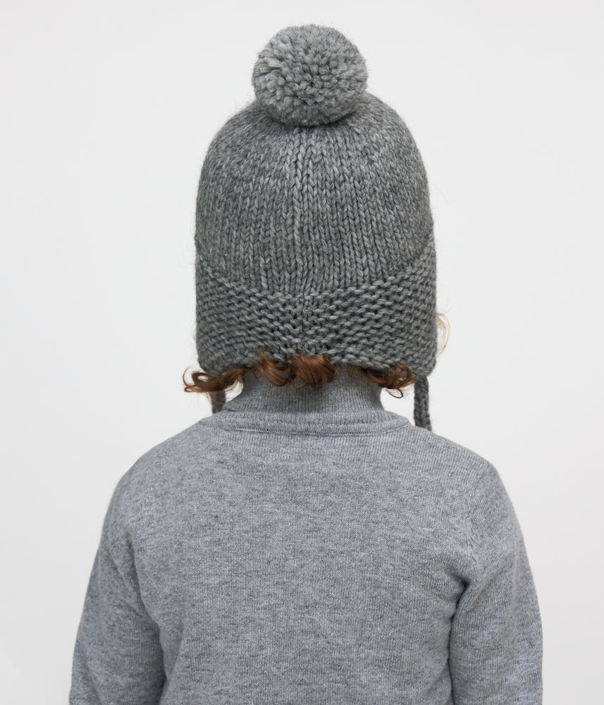 11262 Boys’ Knitted Winter Hat with Pom-Pom, Earflaps & Raccoon Appliqué | Sizes 50–52 cm | 18–36 Months | Baby Alpaca, Wool | 100% Cotton Lining