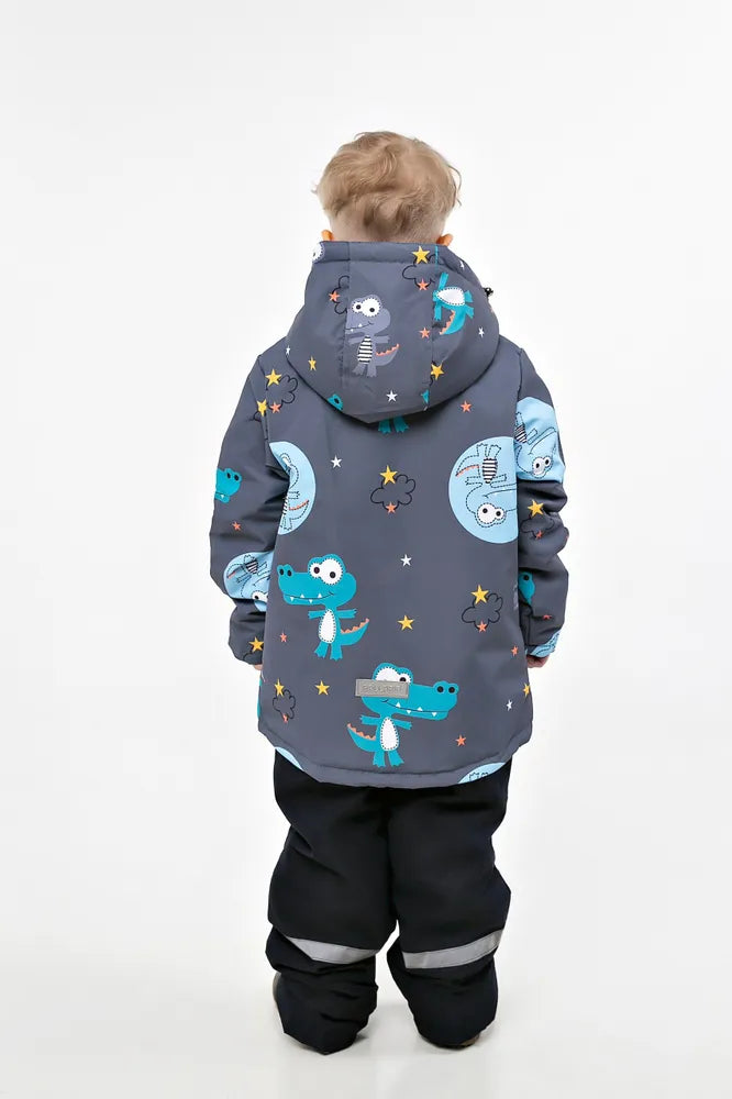 2207  Boys’ Mid-Season Membrane Suit – Jacket with Hood and Bib Overalls | Waterproof & Windproof | Cotton Lining | Sizes 92–116 (2–6 Years)