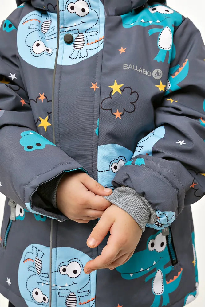 2207  Boys’ Mid-Season Membrane Suit – Jacket with Hood and Bib Overalls | Waterproof & Windproof | Cotton Lining | Sizes 92–116 (2–6 Years)