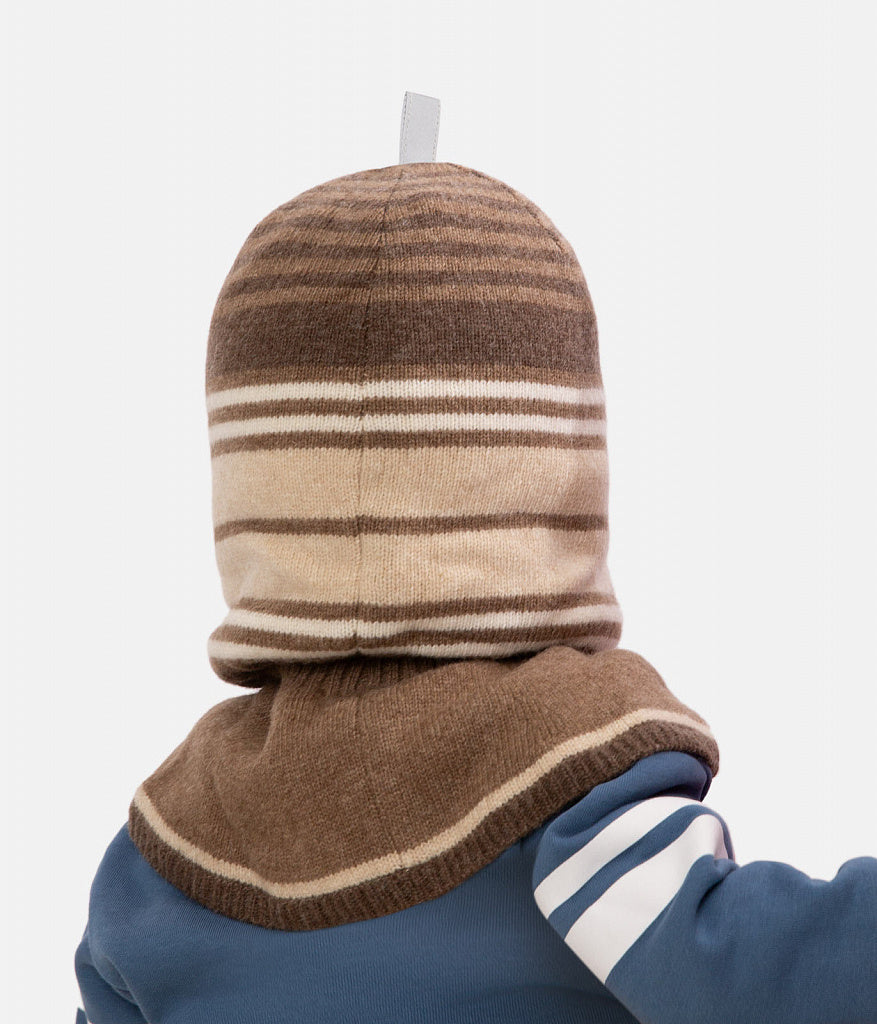 80445 Striped Wool & Cashmere Baby Balaclava | Cotton Lining | Size 48–50 | 9–18 Months