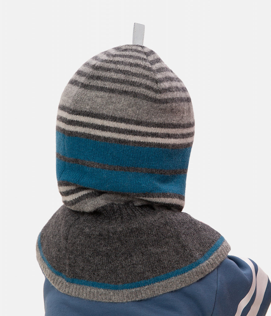 80445 Striped Wool & Cashmere Baby Balaclava | Cotton Lining | Size 48–50 | 9–18 Months