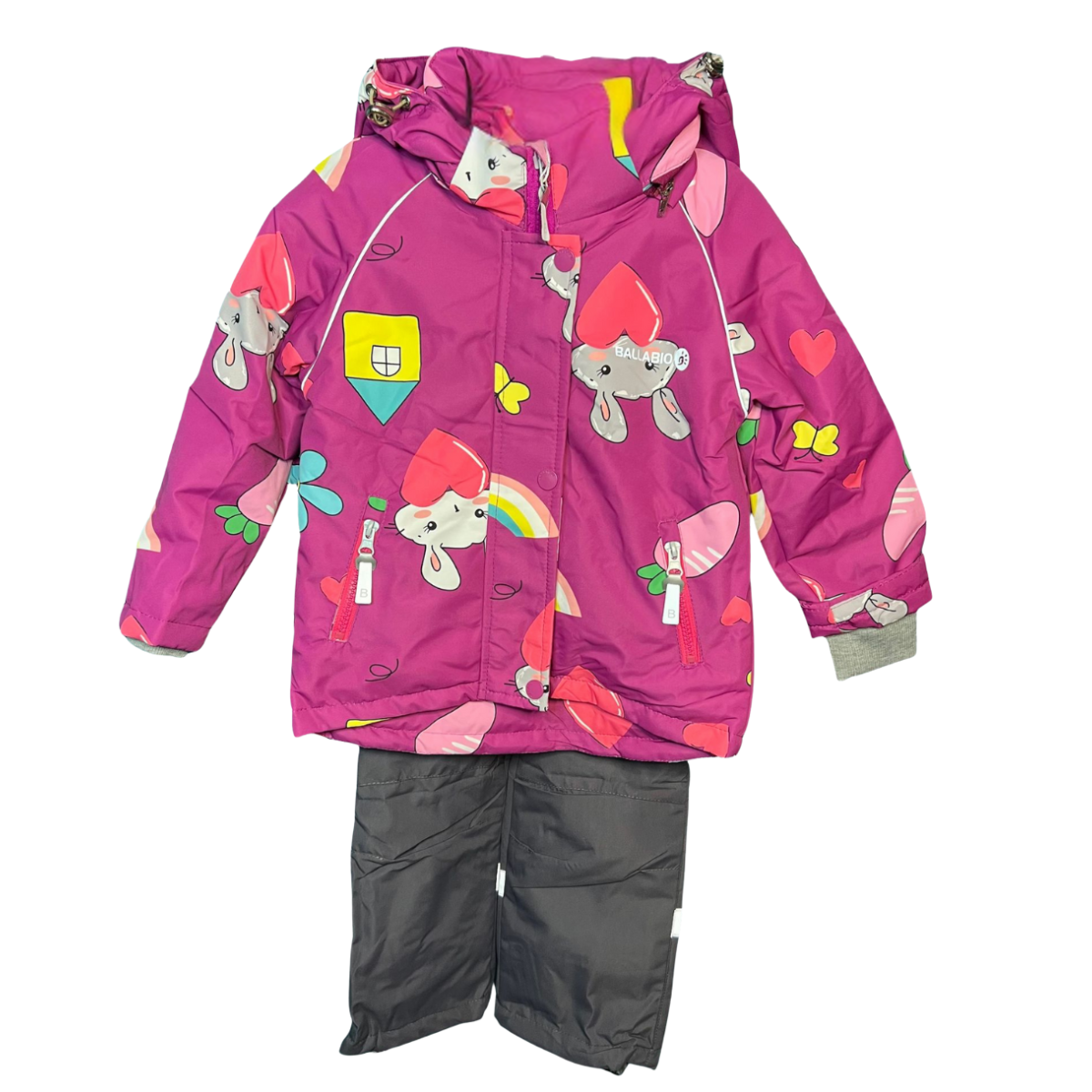 2201  Girls ’ Mid-Season Membrane Suit – Jacket with Hood and Bib Overalls | Waterproof & Windproof | Cotton Lining | Sizes 92–116 (2–6 Years)