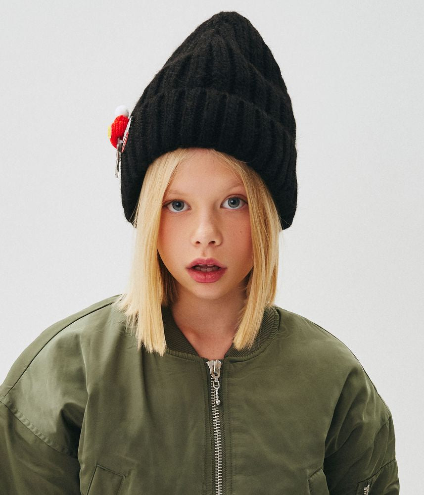 10125 Girls’ Winter Knit Hat with Sewn-On Appliqués | Size 54–56 cm | Ages 6–12 Years | Baby Alpaca, Wool | 100% Cotton Lining