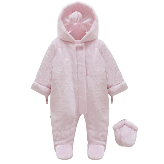 9242 Girls’ Plush Demi-Season Baby Jumpsuit with Cotton Lining – Navy Blue | 0–9 Months | Fall/Spring (Euro Winter)