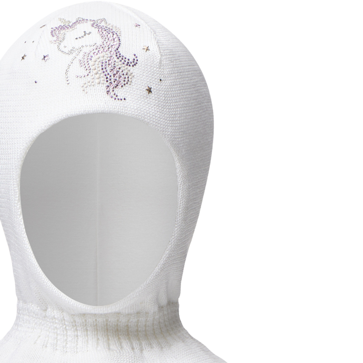 10811 Girls’ Knit Balaclava Hat – Unicorn Rhinestone Design | 100% Cotton Shell & Lining | Ages 2,4 Y | Spring/Fall Full-Coverage Hood