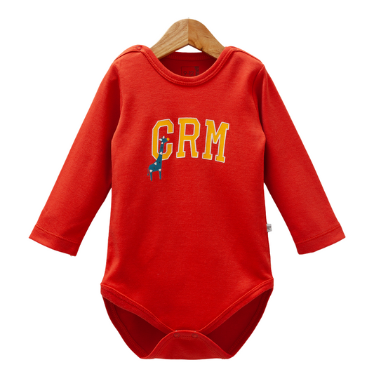 8523 Caramell Baby Boy Long Sleeve Bodysuit – "CRM" Giraffe Print | 100% Cotton | Made in Turkey| Sizes 9–24M