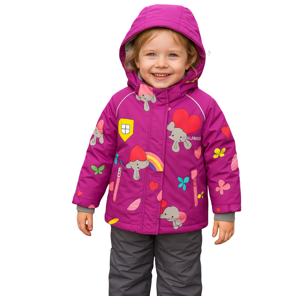 2201  Girls ’ Mid-Season Membrane Suit – Jacket with Hood and Bib Overalls | Waterproof & Windproof | Cotton Lining | Sizes 92–116 (2–6 Years)