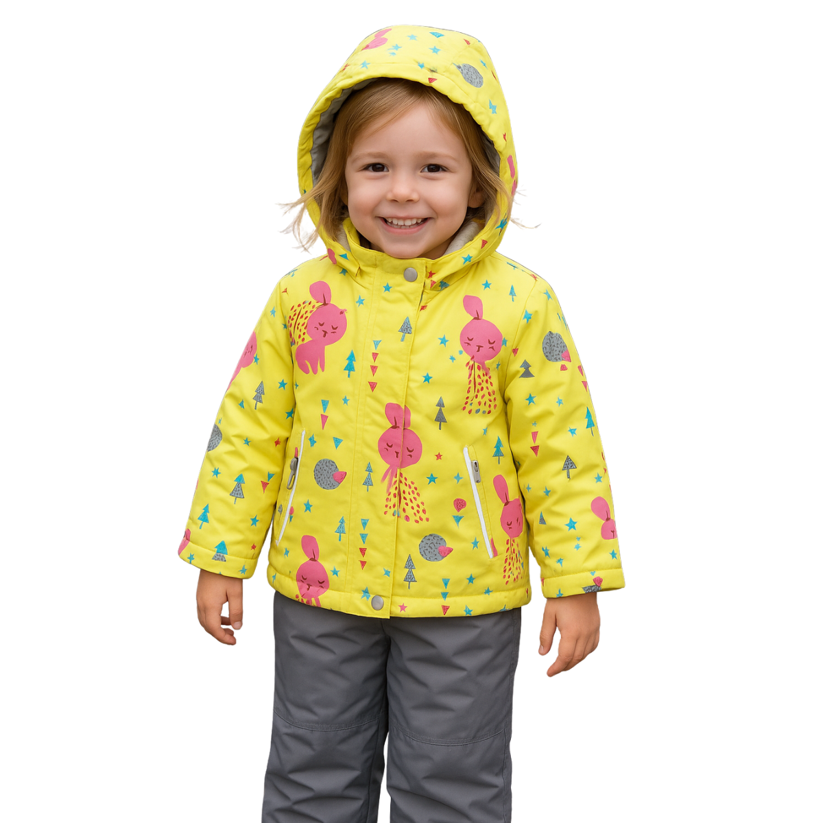 635  Girls ’ Mid-Season Membrane Suit – Jacket with Hood and Bib Overalls | Waterproof & Windproof | Cotton Lining | Sizes 92–116 (2–6 Years)