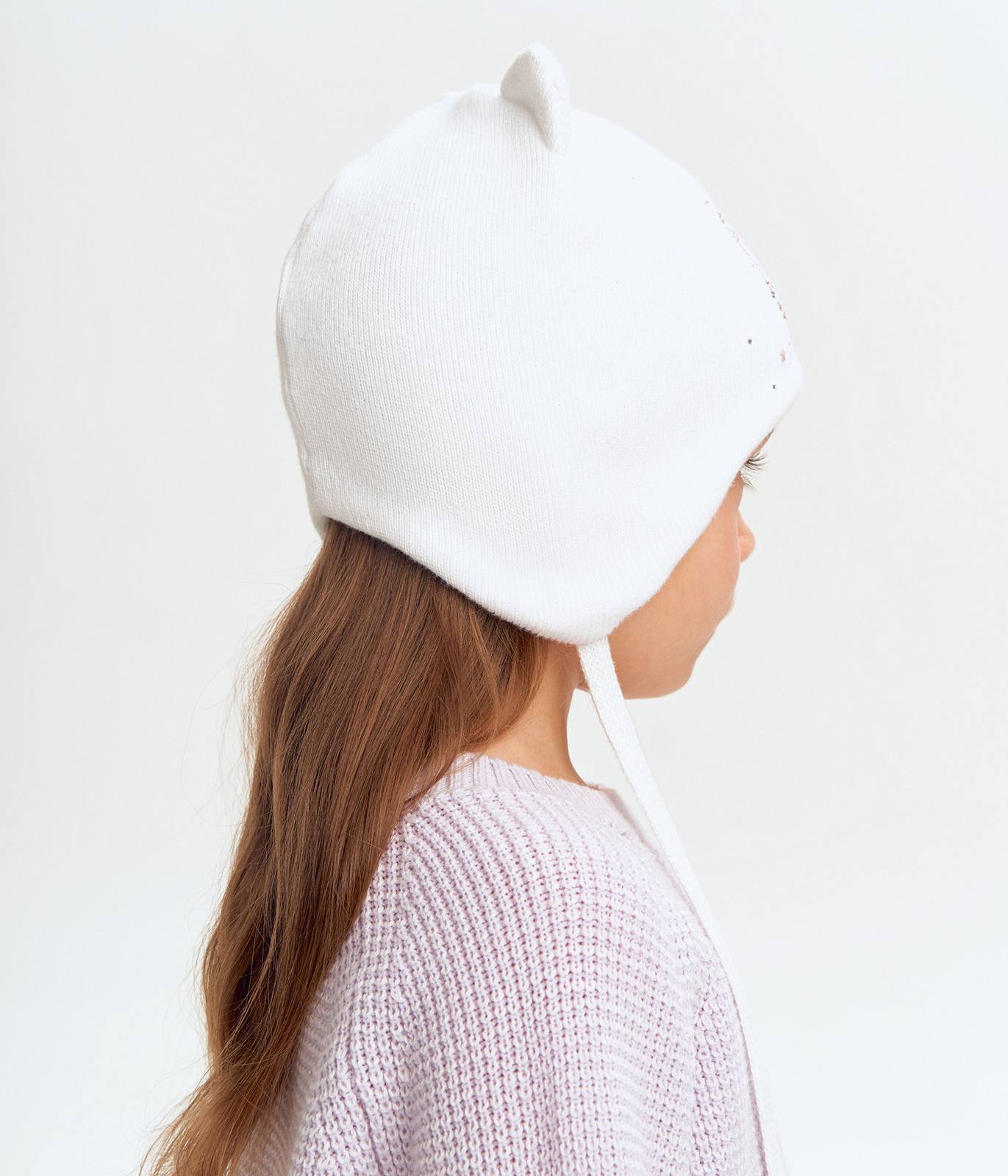 11717 Girls' Kitten Ears Cotton Beanie with Rhinestones 🐱 100% Cotton | Size 50–52 | Ages 18–36 Months | Spring & Autumn