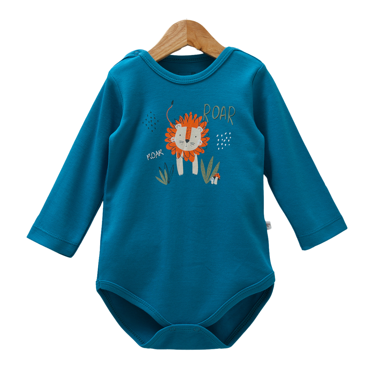 8522 Caramell Baby Boy Bodysuit with Lion Print | Long Sleeves | 100% Cotton | Sizes 9–24M | Made in Turkey