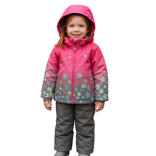 2212  Girls ’ Mid-Season Membrane Suit – Jacket with Hood and Bib Overalls | Waterproof & Windproof | Cotton Lining | Sizes 92–116 (2–6 Years)