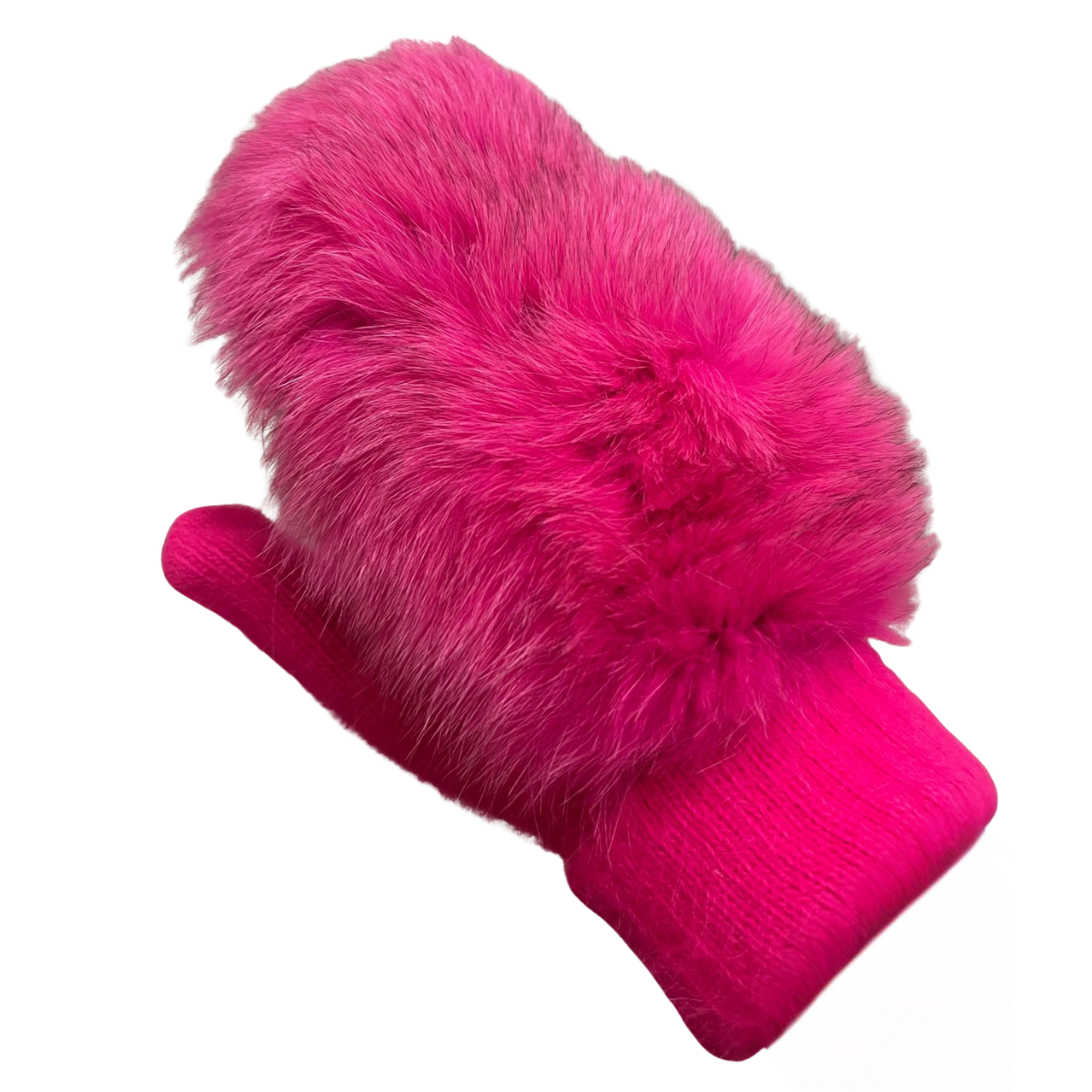 22074 Mittens with Natural Fur for 10+ | Teens & Adults | Angora Wool Blend