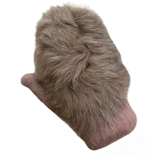 22074 Mittens with Natural Fur for 10+ | Teens & Adults | Angora Wool Blend