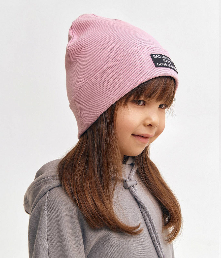 12165 Lightweight Kids' Cotton Beanie with Patch – Ribbed Knit Hat with Turn-Up | Unisex | Sizes 48–56 | Ages 9M–12Y | Spring & Summer