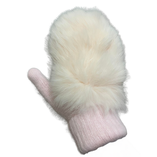 22074 Mittens with Natural Fur for 10+ | Teens & Adults | Angora Wool Blend