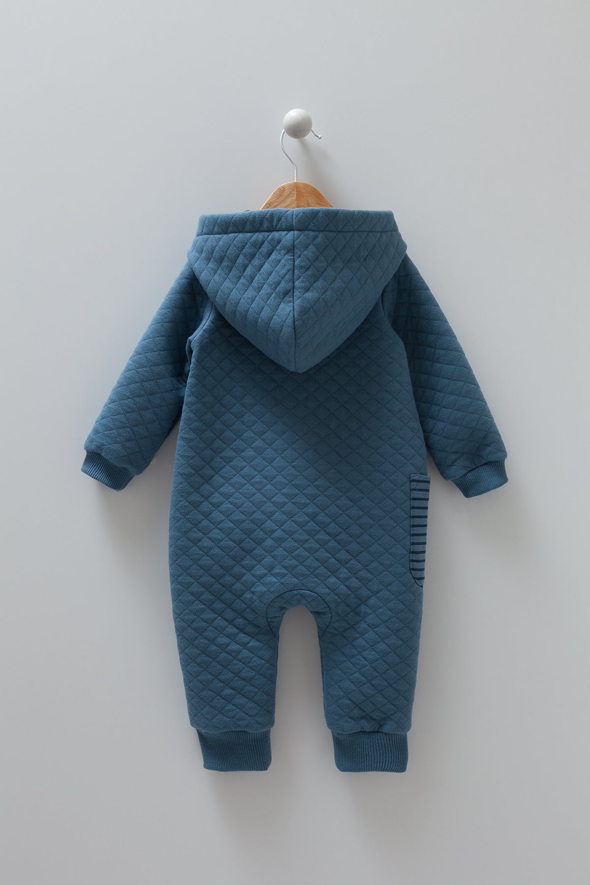8365 Caramell Baby Boys’ Quilted Overall with Hood & Closed Feet | 0–9 Months | Cotton | Turkey