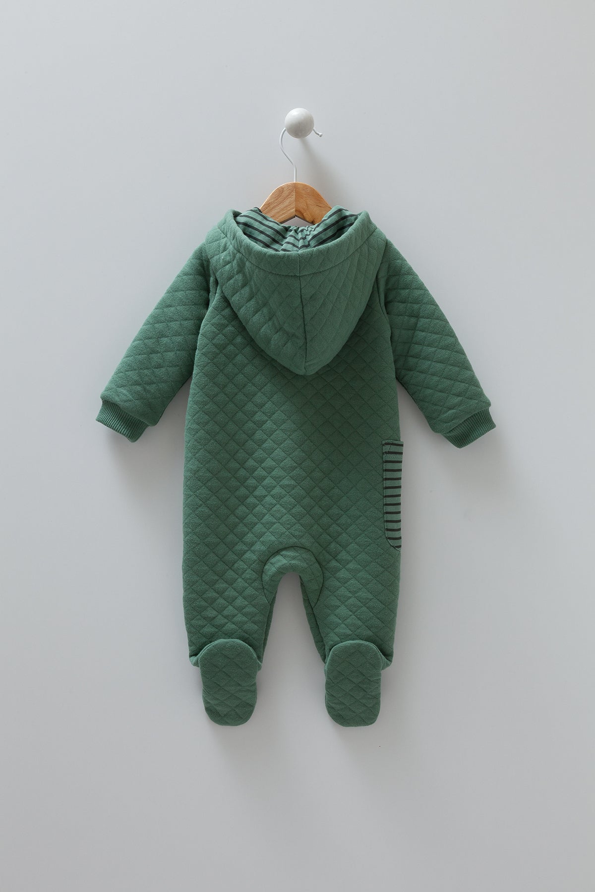 8365 Caramell Baby Boys’ Quilted Overall with Hood & Closed Feet | 0–9 Months | Cotton | Turkey