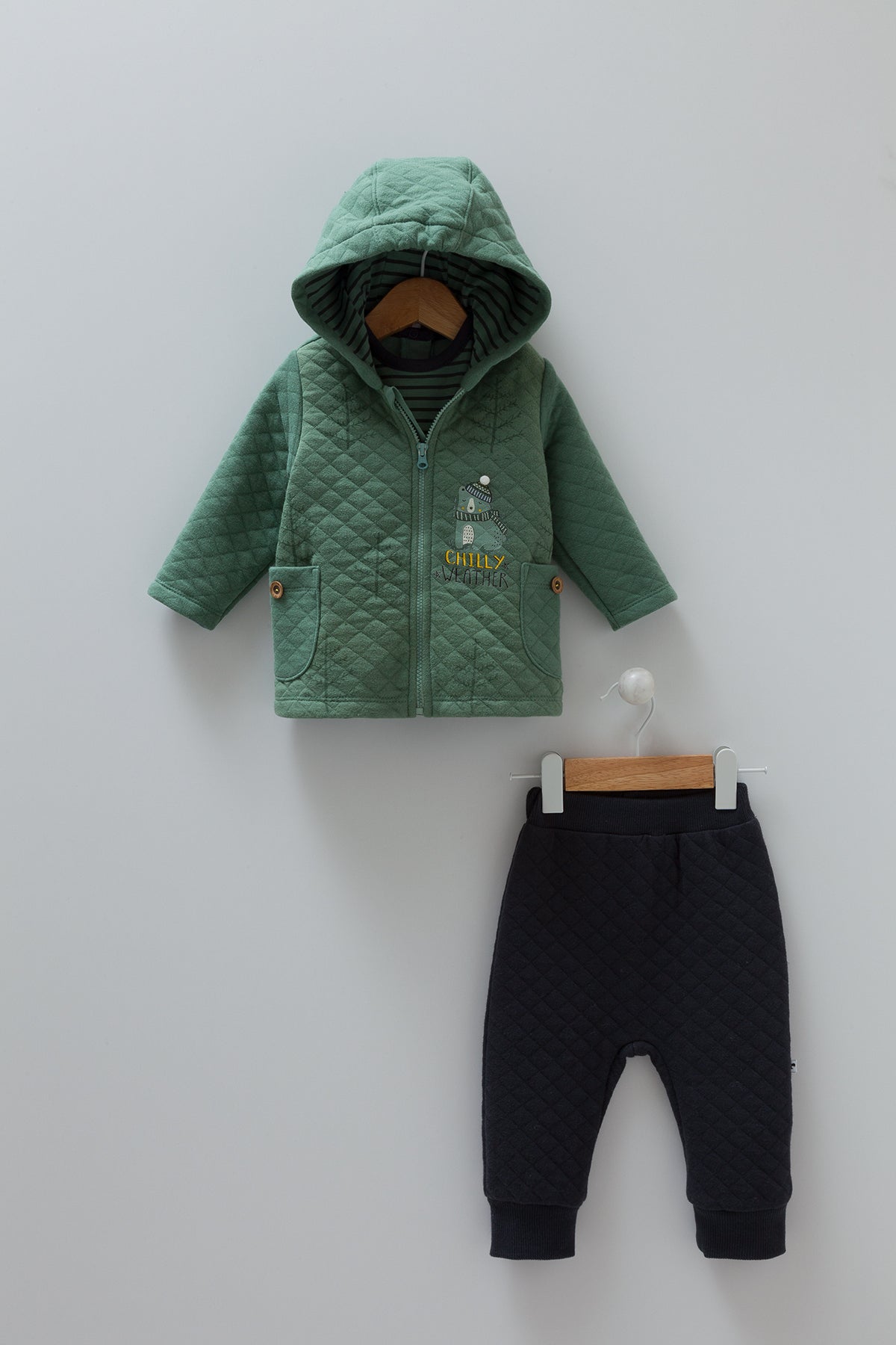 8366 Caramell Baby Boys’ 3-Piece Set – Hoodie, T-Shirt & Pants | 3–18 Months | Cotton | Turkey