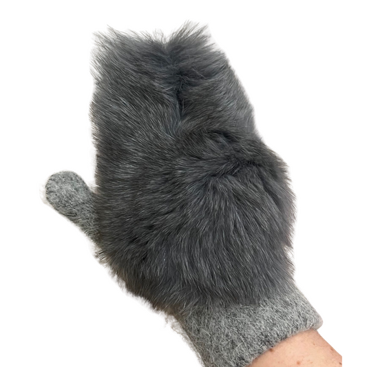 22074 Mittens with Natural Fur for 10+ | Teens & Adults | Angora Wool Blend