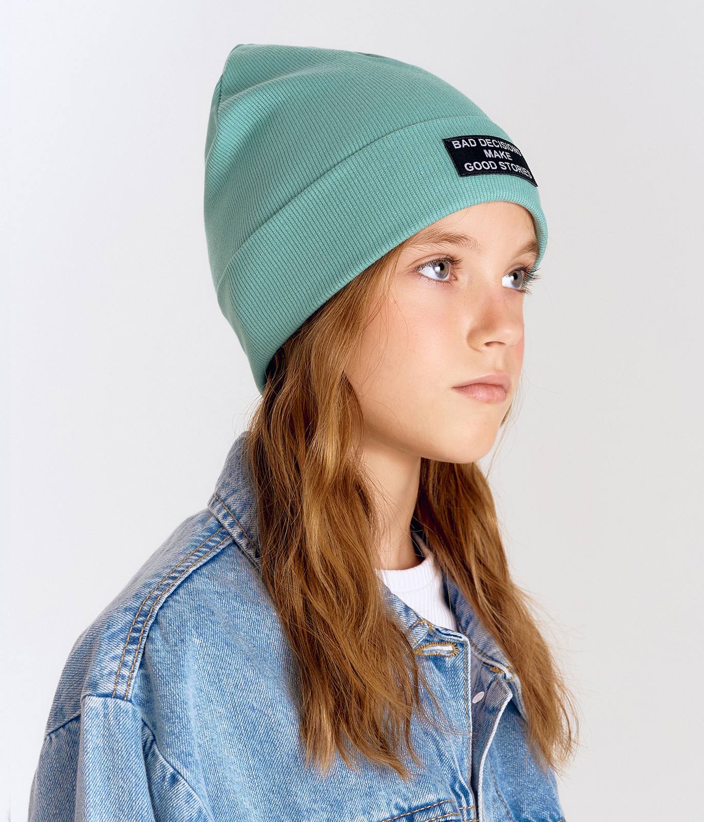 12165 Lightweight Kids' Cotton Beanie with Patch – Ribbed Knit Hat with Turn-Up | Unisex | Sizes 48–56 | Ages 9M–12Y | Spring & Summer