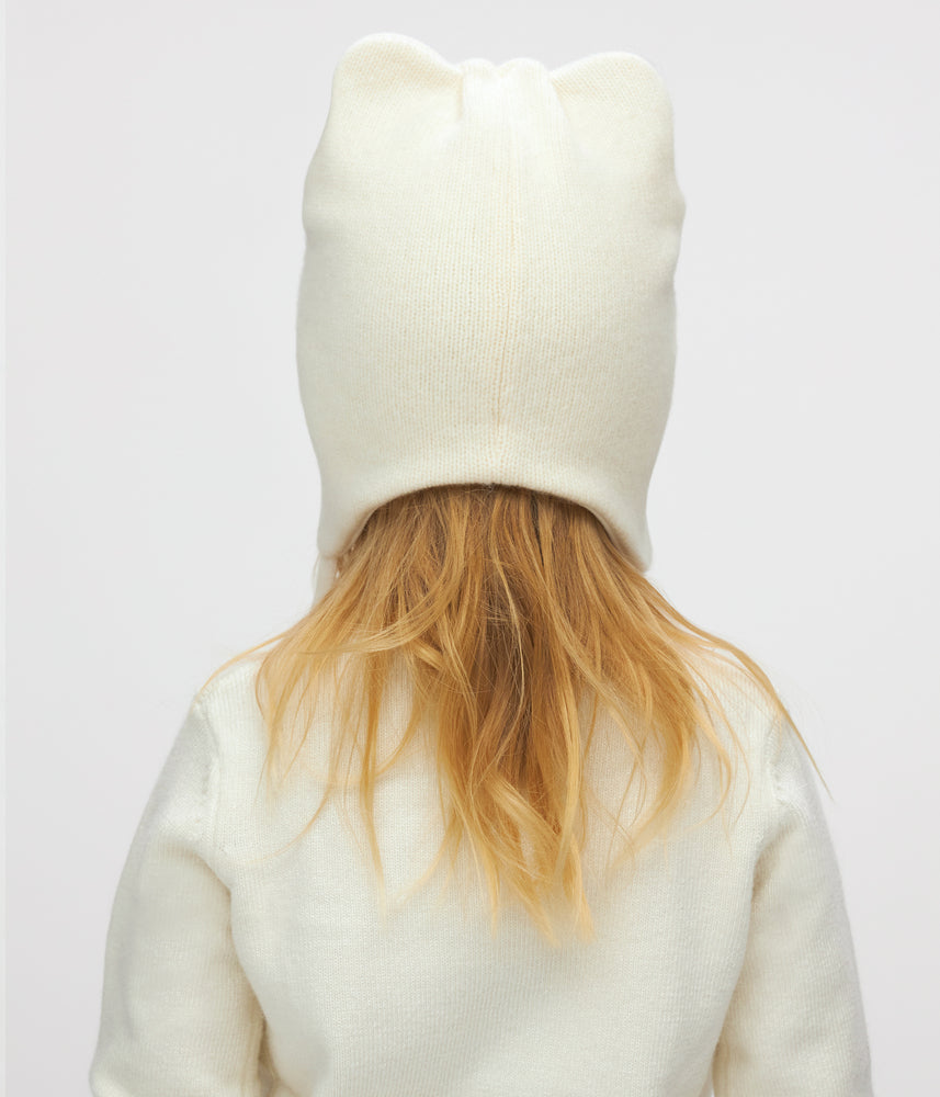 11271 Girls’ Winter Hat with Ears, Tie Strings & Ice Cream Design | 18–36 Months | Cashmere Wool Blend, Cotton Lining