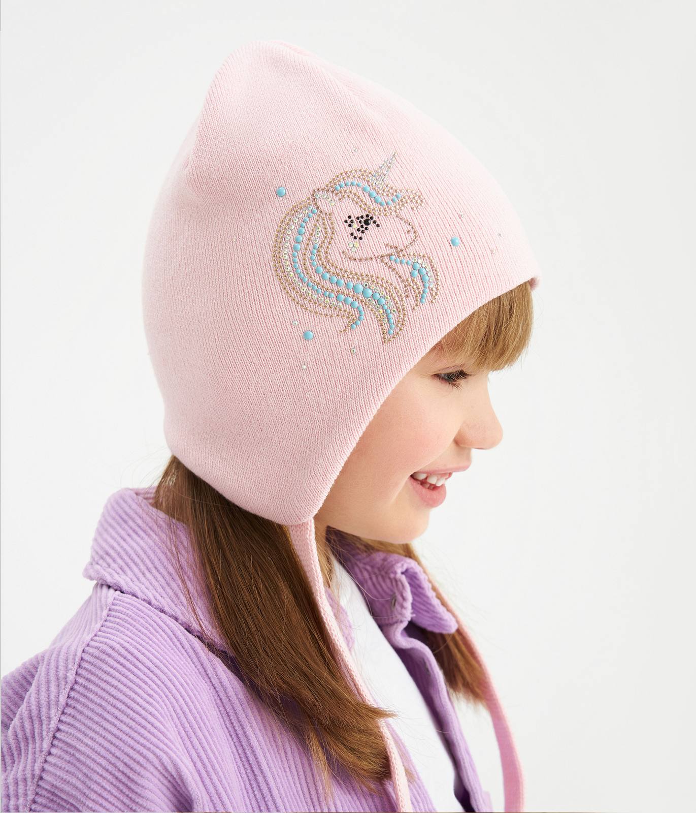 11718 Girls' Cotton Beanie with Unicorn & Crystal Stars ✨ 100% Cotton | Size 50–52 | Ages 18–36 Months | Spring & Autumn