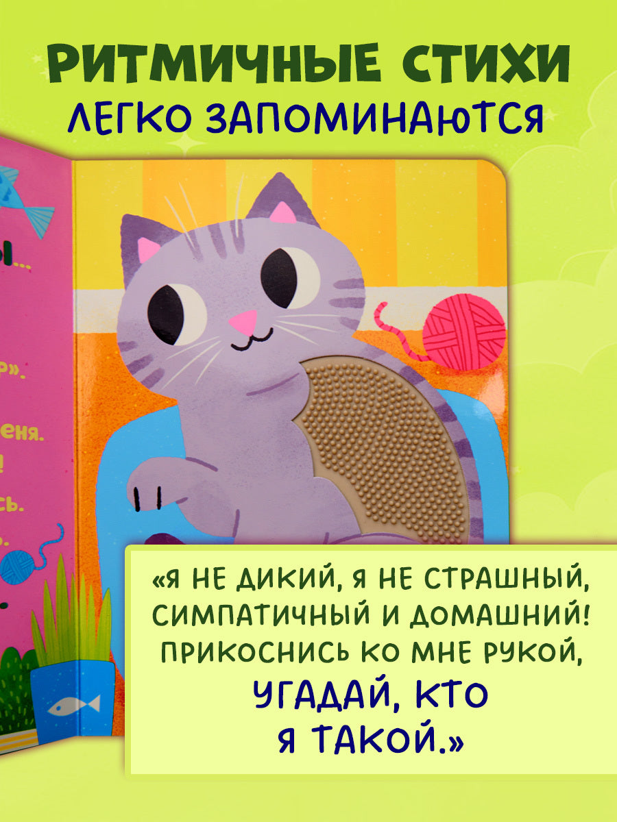 520602 Russian Touch-and-Feel Book “Who Am I? Pets | Ages 0+” | Julia Vesova | Clever Publishing