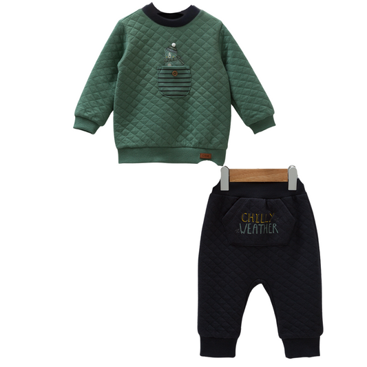 8368 Caramell Baby Boys’ 2-Piece Set – Sweatshirt & Pants | 3–18 Months | Cotton | Turkey