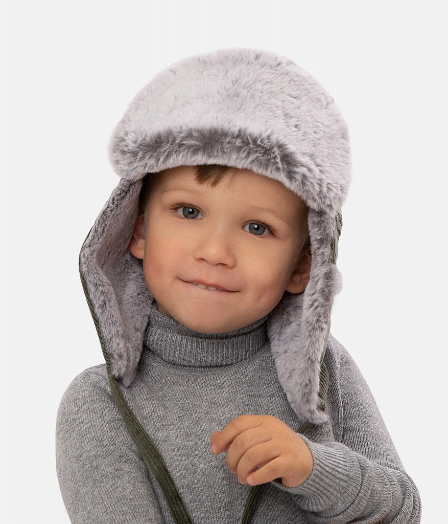 12239 Boys’ Winter Trapper Hat with Earflaps & Faux Fur Lining | Size 50–52,52-54,54-56 | 18-36 Months, 3–5, 6-12 years | 100% Cotton Lining