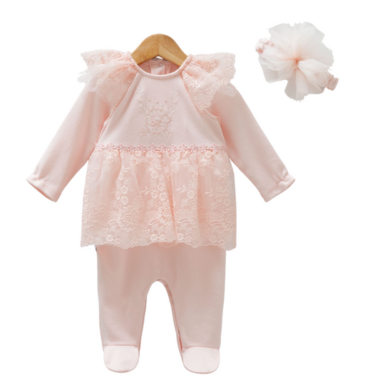 Newborn Lace Clothing Set pink