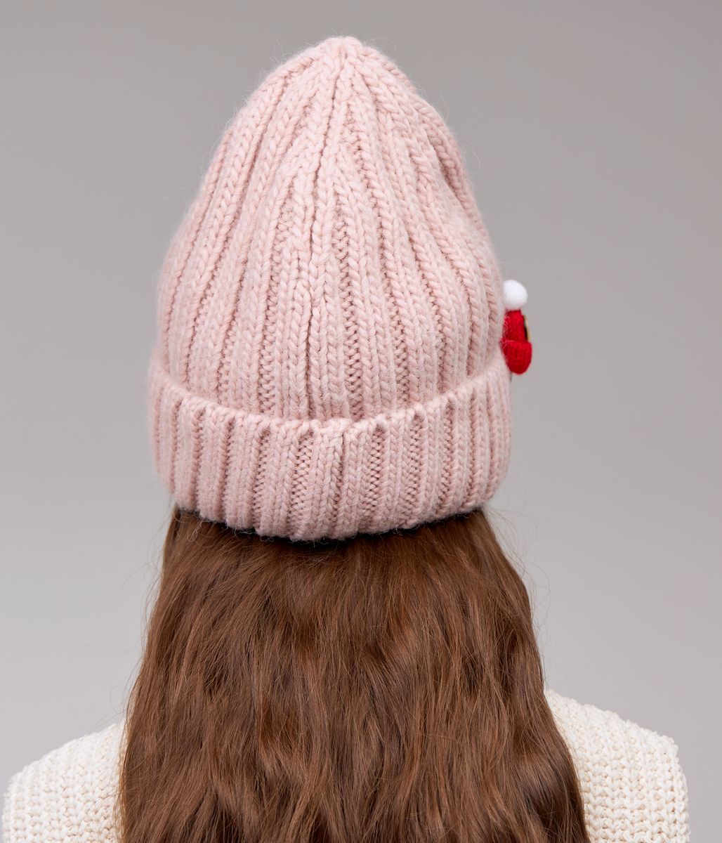 10125 Girls’ Winter Knit Hat with Sewn-On Appliqués | Size 54–56 cm | Ages 6–12 Years | Baby Alpaca, Wool | 100% Cotton Lining