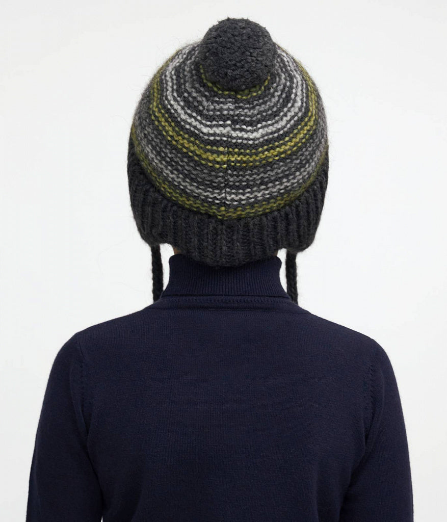 11187 Boys’ Winter Knit Hat with Stripes & Pom-Pom – Baby Alpaca Blend | Size 52-54 | 3–5 years | Baby Alpaca, Wool | 100% Cotton Lining
