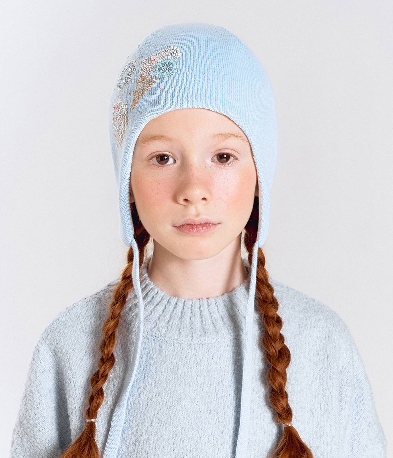 11720 Girls' Cotton Beanie with Rhinestone Sweets | 100% Cotton | Size 52–54 | Ages 3–5 | Spring & Autumn