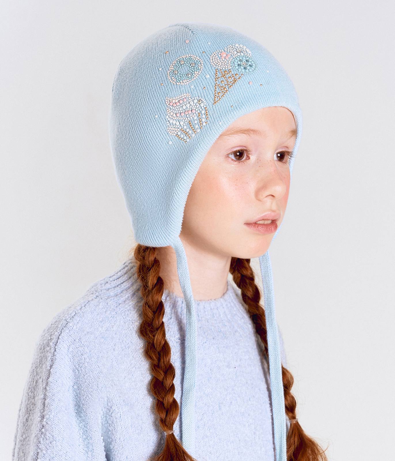 11720 Girls' Cotton Beanie with Rhinestone Sweets | 100% Cotton | Size 52–54 | Ages 3–5 | Spring & Autumn