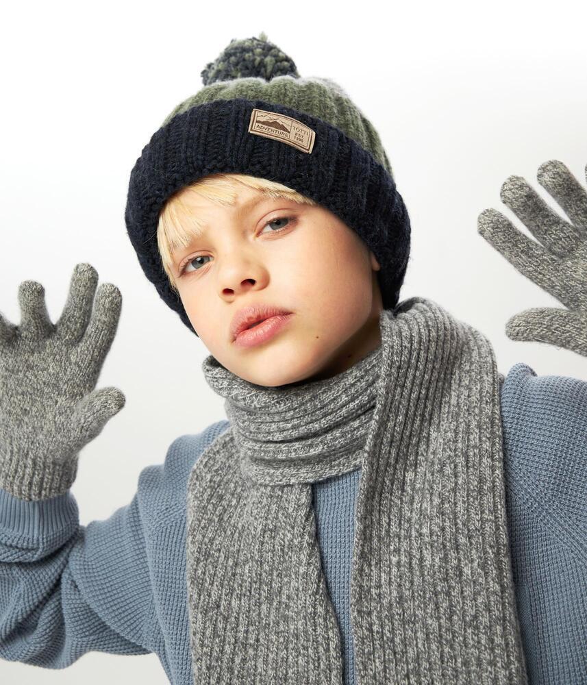 10127 Boys’ Winter Knit Hat with Pom-Pom – Striped Design | Size 52-54 | 3–5 years | Cashmere, Wool | 100% Cotton Lining