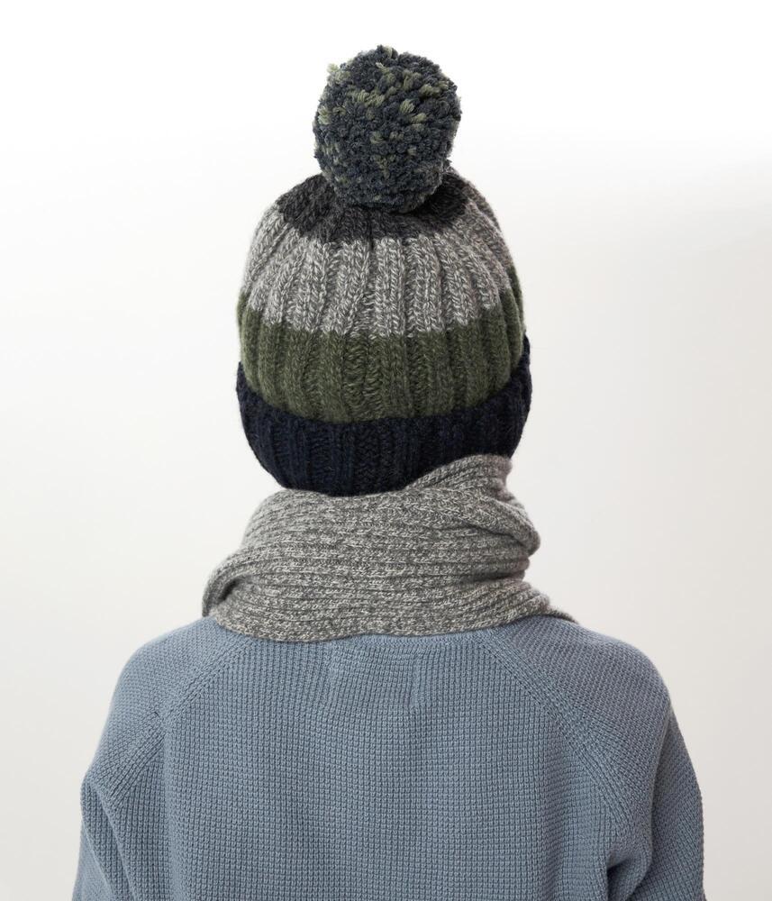 10127 Boys’ Winter Knit Hat with Pom-Pom – Striped Design | Size 52-54 | 3–5 years | Cashmere, Wool | 100% Cotton Lining