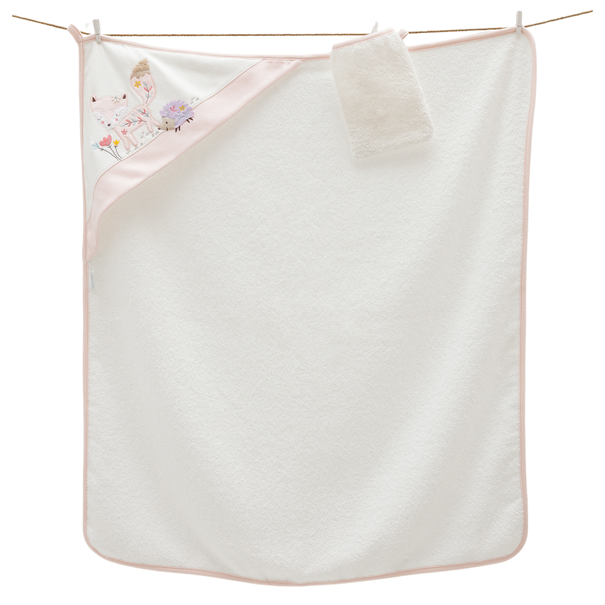 baby cotton towel white and pink