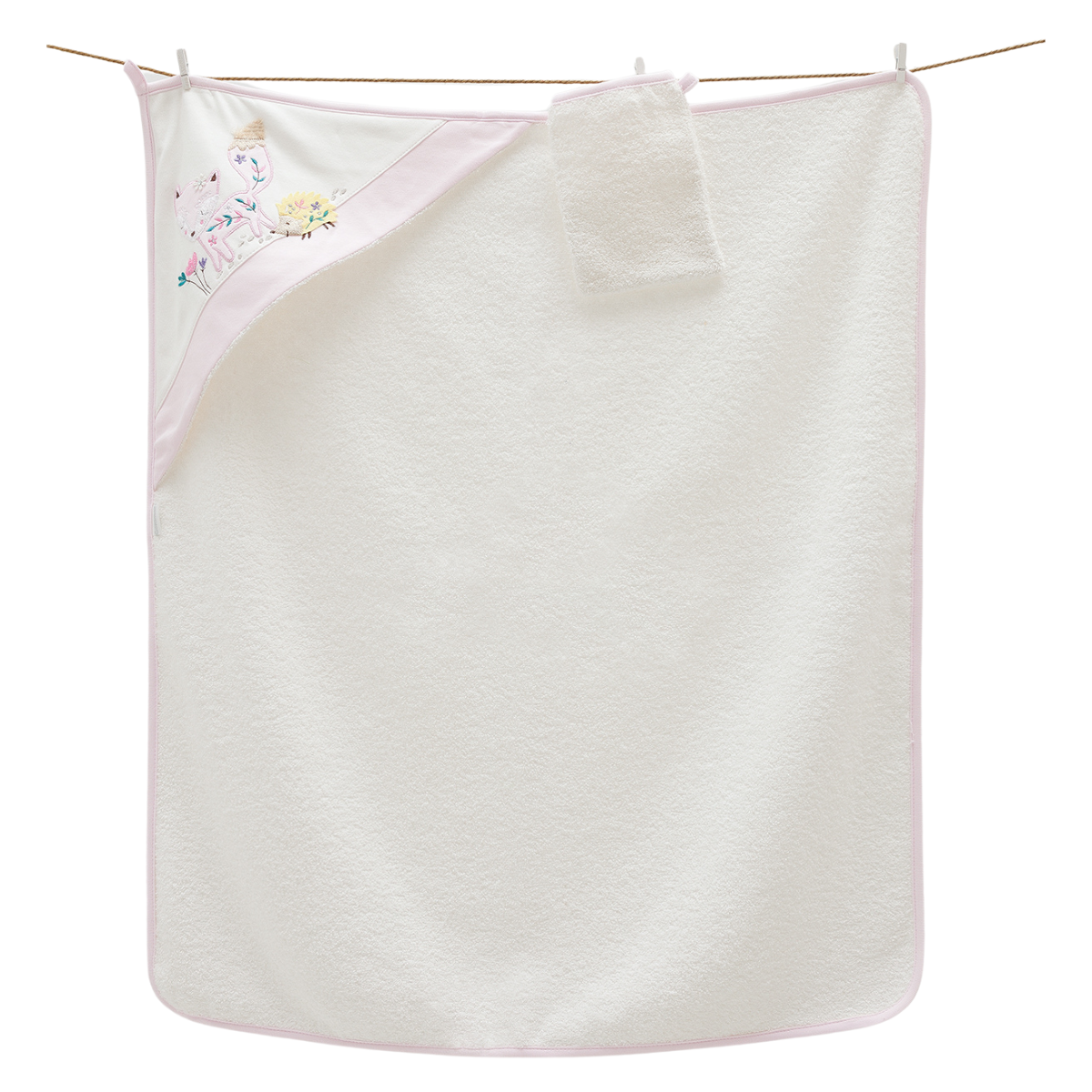 baby cotton towel pink and white